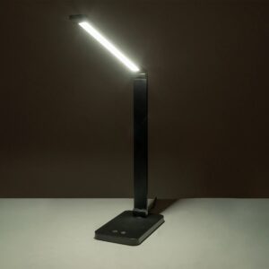 GLOBOSTAR® TEBLA 60481 Μοντέρνο Επιτραπέζιο Φωτιστικό Γραφείου LED 5W 500lm 120° AC 220-240V IP20 Ρυθμιζόμενο Λευκό CCT με Αφή 2700K/4500K/6000K Dimmable – Bridgelux SMD Chip – Μαύρο – Μ11 x Π31 x Υ52cm – 2 Χρόνια Εγγύηση
