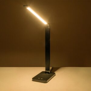 GLOBOSTAR® TEBLA 60481 Μοντέρνο Επιτραπέζιο Φωτιστικό Γραφείου LED 5W 500lm 120° AC 220-240V IP20 Ρυθμιζόμενο Λευκό CCT με Αφή 2700K/4500K/6000K Dimmable – Bridgelux SMD Chip – Μαύρο – Μ11 x Π31 x Υ52cm – 2 Χρόνια Εγγύηση