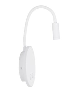 GLOBOSTAR® GOOSE 61693 Μοντέρνο Φωτιστικό Τοίχου – Απλίκα Ξενοδοχείου Reading Light με Φορτιστή USB 3A LED 6W 600lm 36° & 360° AC 220-240V IP20 Θερμό Λευκό 2700K – CREE XPE & Lumileds SMD Chip – Λευκό Ματ – Μ15.5 x Π15 x Υ30.5cm – 3 Χρόνια Εγγύηση