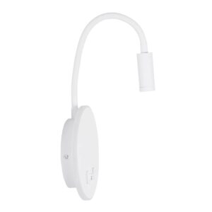 GLOBOSTAR® GOOSE 61693 Μοντέρνο Φωτιστικό Τοίχου – Απλίκα Ξενοδοχείου Reading Light με Φορτιστή USB 3A LED 6W 600lm 36° & 360° AC 220-240V IP20 Θερμό Λευκό 2700K – CREE XPE & Lumileds SMD Chip – Λευκό Ματ – Μ15.5 x Π15 x Υ30.5cm – 3 Χρόνια Εγγύηση