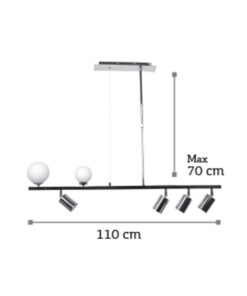 InLight Κρεμαστό φωτιστικό από χρυσαφί μέταλλο και λευκή οπαλίνα 2XG9 και 4XGU10 D:110cm (6191-GL)