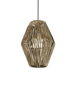 GLOBOSTAR® CASTILLO 205-0046 Boho Κρεμαστό Φωτιστικό Οροφής με Ντουί 1 x E27 AC 220-240V IP20 – Μπεζ – M26 x Π26 x Υ36cm