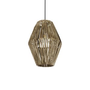 GLOBOSTAR® CASTILLO 205-0046 Boho Κρεμαστό Φωτιστικό Οροφής με Ντουί 1 x E27 AC 220-240V IP20 – Μπεζ – M26 x Π26 x Υ36cm