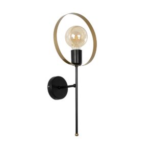 GLOBOSTAR® SOPA 201-0120 Μοντέρνο Φωτιστικό Τοίχου – Απλίκα με Ντουί 1 x E27 AC 220-240V IP20 – Μαύρο & Χρυσό – Μ23 x Π15 x Υ51cm