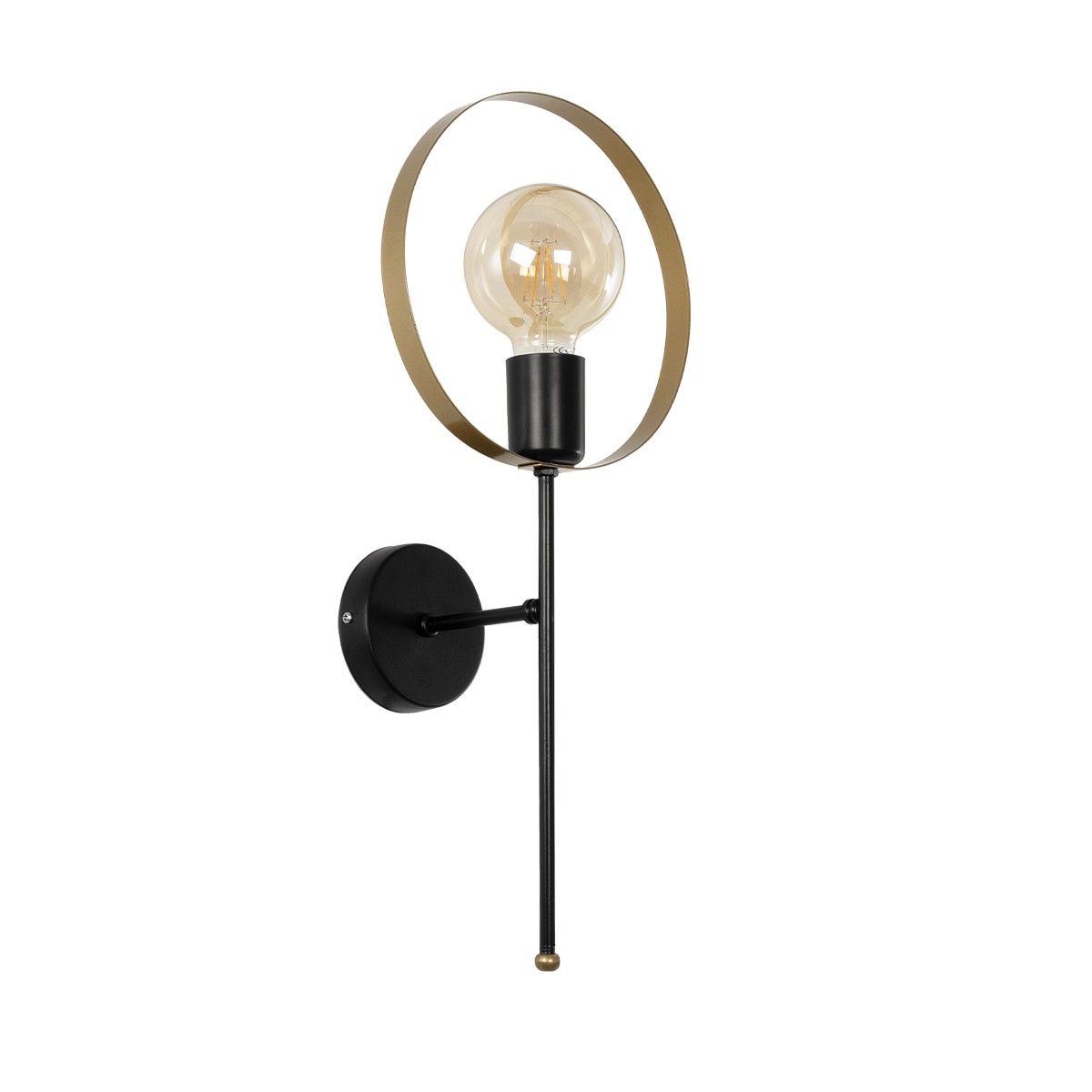 GLOBOSTAR® SOPA 201-0120 Μοντέρνο Φωτιστικό Τοίχου – Απλίκα με Ντουί 1 x E27 AC 220-240V IP20 – Μαύρο & Χρυσό – Μ23 x Π15 x Υ51cm