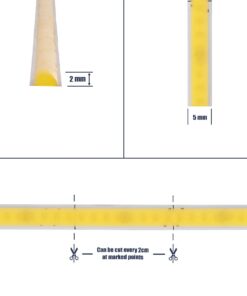 GLOBOSTAR® BEE 70355 Ταινία LED 9W/m 990lm/m 120° DC 24V IP20 384 x COB Chip/m Ψυχρό Λευκό 6000K Dimmable – Sanan COB Chip – Μ500 x Π0.5 x Υ0.2cm – Ρολό 5 Μέτρων – 5 Χρόνια Εγγύηση