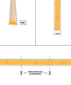 GLOBOSTAR® BEE 70357 Ταινία LED 9W/m 810lm/m 120° DC 24V IP20 384 x COB Chip/m Θερμό Λευκό 2700K Dimmable – Sanan COB Chip – Μ500 x Π0.5 x Υ0.2cm – Ρολό 5 Μέτρων – 5 Χρόνια Εγγύηση