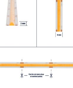 GLOBOSTAR® BEE 70362 Ταινία LED 8W/m 640lm/m 120° DC 24V IP20 320 x COB Chip/m Ultra Θερμό Λευκό 2200K Dimmable – Sanan COB Chip – Μ500 x Π0.8 x Υ0.2cm – Ρολό 5 Μέτρων – 5 Χρόνια Εγγύηση