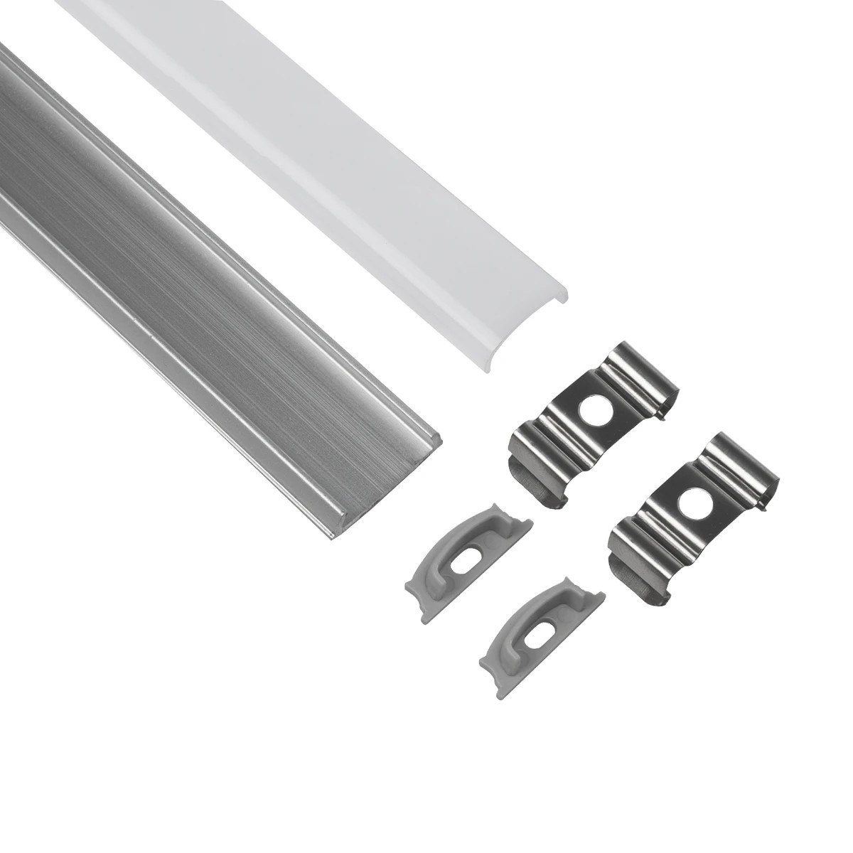 GLOBOSTAR® ALP-LINEAR CURBARIO 70802-1M Επιφανειακό Εύκαμπτο Προφίλ Αλουμινίου με Λευκό Γαλακτερό Πατητό Κάλυμμα για Ταινίες LED IP20 – Ασημί & Λευκό – Μ100 x Π1.8 x Υ0.5cm