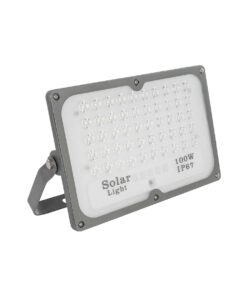 GLOBOSTAR® LUMOVOX 73067 Προβολέας LED 100W 5000lm 120° DC 5V με Φωτοβολταϊκό Panel 5V 8W & Επαναφορτιζόμενη Μπαταρία Li-ion 3.2V 5000mAh Αδιάβροχο IP67 Ψυχρό Λευκό 6000K – 120 x SMD2835 Sanan Chip – Γκρι Ανθρακί – Μ25 x Π5.5 x Υ17.5cm – 2 Χρόνια Εγγύηση