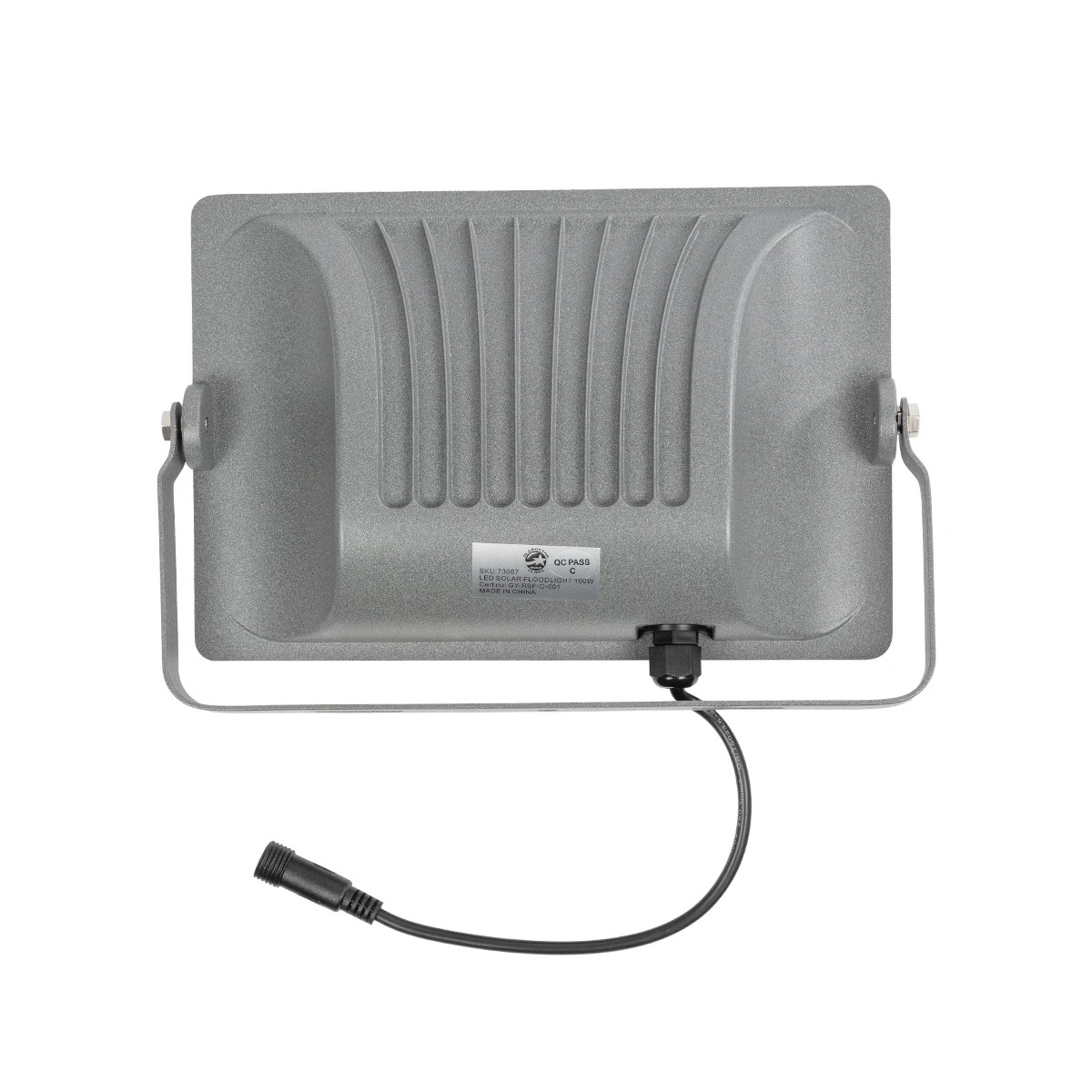 GLOBOSTAR® LUMOVOX 73067 Προβολέας LED 100W 5000lm 120° DC 5V με Φωτοβολταϊκό Panel 5V 8W & Επαναφορτιζόμενη Μπαταρία Li-ion 3.2V 5000mAh Αδιάβροχο IP67 Ψυχρό Λευκό 6000K – 120 x SMD2835 Sanan Chip – Γκρι Ανθρακί – Μ25 x Π5.5 x Υ17.5cm – 2 Χρόνια Εγγύηση