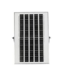 GLOBOSTAR® LUMOVOX 73067 Προβολέας LED 100W 5000lm 120° DC 5V με Φωτοβολταϊκό Panel 5V 8W & Επαναφορτιζόμενη Μπαταρία Li-ion 3.2V 5000mAh Αδιάβροχο IP67 Ψυχρό Λευκό 6000K – 120 x SMD2835 Sanan Chip – Γκρι Ανθρακί – Μ25 x Π5.5 x Υ17.5cm – 2 Χρόνια Εγγύηση