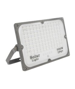 GLOBOSTAR® LUMOVOX 73068 Προβολέας LED 200W 10000lm 120° DC 5V με Φωτοβολταϊκό Panel 5V 12W & Επαναφορτιζόμενη Μπαταρία Li-ion 3.2V 10000mAh Αδιάβροχο IP67 Ψυχρό Λευκό 6000K – 180 x SMD2835 Sanan Chip – Γκρι Ανθρακί – Μ29.5 x Π5.5 x Υ19cm – 2 Χρόνια Εγγύηση