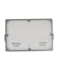 GLOBOSTAR® LUMOVOX 73068 Προβολέας LED 200W 10000lm 120° DC 5V με Φωτοβολταϊκό Panel 5V 12W & Επαναφορτιζόμενη Μπαταρία Li-ion 3.2V 10000mAh Αδιάβροχο IP67 Ψυχρό Λευκό 6000K – 180 x SMD2835 Sanan Chip – Γκρι Ανθρακί – Μ29.5 x Π5.5 x Υ19cm – 2 Χρόνια Εγγύηση