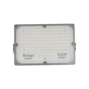 GLOBOSTAR® LUMOVOX 73068 Προβολέας LED 200W 10000lm 120° DC 5V με Φωτοβολταϊκό Panel 5V 12W & Επαναφορτιζόμενη Μπαταρία Li-ion 3.2V 10000mAh Αδιάβροχο IP67 Ψυχρό Λευκό 6000K – 180 x SMD2835 Sanan Chip – Γκρι Ανθρακί – Μ29.5 x Π5.5 x Υ19cm – 2 Χρόνια Εγγύηση