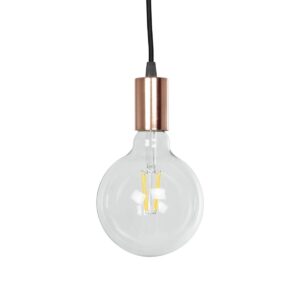 GLOBOSTAR® WHIP 77665 Μοντέρνο DIY Φωτιστικό με Υφασμάτινο Καλώδιο, Ντουί 1 x E27, Διακόπτη On/Off & Πρίζα AC 220-240V IP20 – Μαύρο & Ροζ Χρυσό – Μ150 x Π4 x Υ4cm