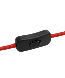 GLOBOSTAR® WHIP 77666 Μοντέρνο DIY Φωτιστικό με Υφασμάτινο Καλώδιο, Ντουί 1 x E27, Διακόπτη On/Off & Πρίζα AC 220-240V IP20 – Κόκκινο & Μαύρο – Μ150 x Π4 x Υ4cm