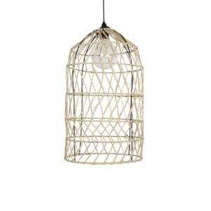 GLOBOSTAR® NETI 205-0025 Boho Κρεμαστό Φωτιστικό Οροφής με Ντουί 1 x E27 AC 220-240V IP20 – Μπεζ – M35 x Π35 x Υ63cm