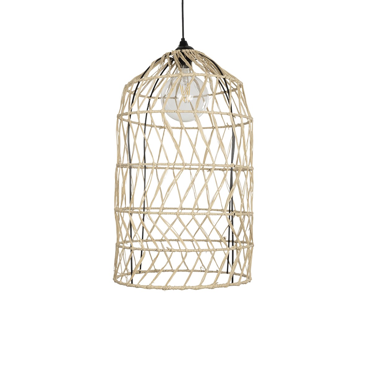 GLOBOSTAR® NETI 205-0025 Boho Κρεμαστό Φωτιστικό Οροφής με Ντουί 1 x E27 AC 220-240V IP20 – Μπεζ – M35 x Π35 x Υ63cm