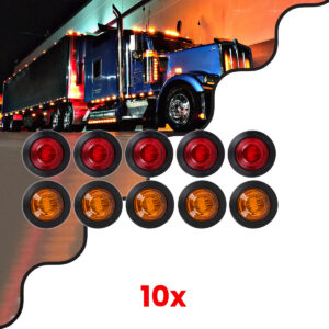GloboStar® 85308 Πακέτο 10 Τεμάχια Φώτα Όγκου για Φορτηγά BULLET PIN LED SMD 5730 1W / Τεμ. 100lm DC 24V Αδιάβροχα IP65 5x Κόκκινα – 5x Πορτοκαλί