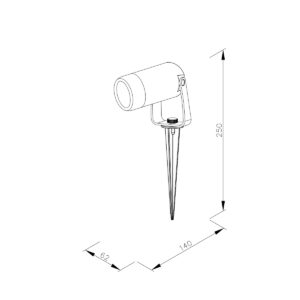 it-Lighting Erling 1xGU10 Outdoor Spike Light Black D:62x140x250mm (80600314)