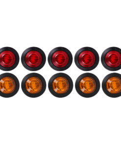 GloboStar® 85308 Πακέτο 10 Τεμάχια Φώτα Όγκου για Φορτηγά BULLET PIN LED SMD 5730 1W / Τεμ. 100lm DC 24V Αδιάβροχα IP65 5x Κόκκινα – 5x Πορτοκαλί