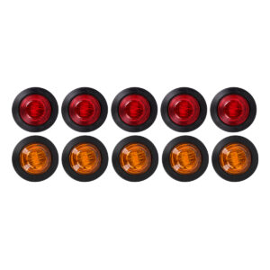 GloboStar® 85308 Πακέτο 10 Τεμάχια Φώτα Όγκου για Φορτηγά BULLET PIN LED SMD 5730 1W / Τεμ. 100lm DC 24V Αδιάβροχα IP65 5x Κόκκινα – 5x Πορτοκαλί