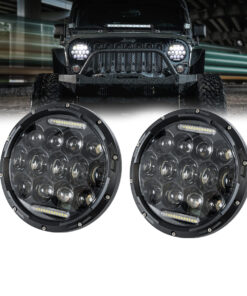 GloboStar® 85417 Σετ 2 x Φανάρια JEEP WRANGLER 7” Ιντσών Βασικού Φωτισμού H/L με Ring Light DRL & Φλας LED CREE CXB COB 75W 12000lm DC 10-30V Αδιάβροχα IP67 Ψυχρό Λευκό 6000K