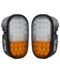 GloboStar® 85455 E57 Mark Σετ 2 x Φανάρια για TOYOTA & UNIVERSAL FORKLIFT Βασικού Φωτισμού για Οχήματα Περονοφόρα – Κλάρκ με Φλας LED 40W DC 10-80V Αδιάβροχα IP6K9K Πορτοκαλί & Ψυχρό Λευκό 6000K Μ20 x Π8 x Υ12cm