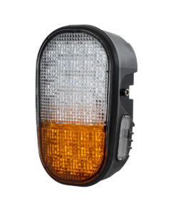 GloboStar® 85455 E57 Mark Σετ 2 x Φανάρια για TOYOTA & UNIVERSAL FORKLIFT Βασικού Φωτισμού για Οχήματα Περονοφόρα – Κλάρκ με Φλας LED 40W DC 10-80V Αδιάβροχα IP6K9K Πορτοκαλί & Ψυχρό Λευκό 6000K Μ20 x Π8 x Υ12cm