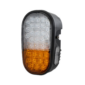 GloboStar® 85455 E57 Mark Σετ 2 x Φανάρια για TOYOTA & UNIVERSAL FORKLIFT Βασικού Φωτισμού για Οχήματα Περονοφόρα – Κλάρκ με Φλας LED 40W DC 10-80V Αδιάβροχα IP6K9K Πορτοκαλί & Ψυχρό Λευκό 6000K Μ20 x Π8 x Υ12cm