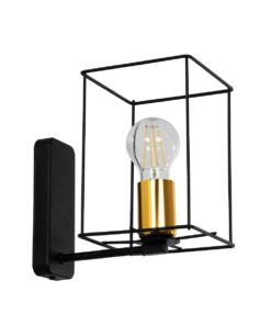 GLOBOSTAR® CYRA 203-0012 Μοντέρνο Φωτιστικό Τοίχου – Απλίκα με Ντουί 1 x E27 AC 220-240V IP20 – Μαύρο & Χρυσό – Μ14 x Π21 x Υ22cm