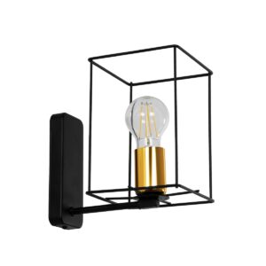 GLOBOSTAR® CYRA 203-0012 Μοντέρνο Φωτιστικό Τοίχου – Απλίκα με Ντουί 1 x E27 AC 220-240V IP20 – Μαύρο & Χρυσό – Μ14 x Π21 x Υ22cm