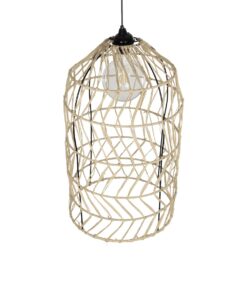 GLOBOSTAR® NETI 205-0025 Boho Κρεμαστό Φωτιστικό Οροφής με Ντουί 1 x E27 AC 220-240V IP20 – Μπεζ – M35 x Π35 x Υ63cm