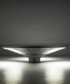 GLOBOSTAR® PARK 90500 Φωτιστικό Κεφαλής Post Top Πλατείας/Πάρκου LED 25W 2000lm 120° με Ενσωματωμένο Φωτοβολταϊκό Panel 6V 20W & Επαναφορτιζόμενη Μπαταρία Li-ion 3.2V 25000mAh με Αισθητήρα Ημέρας-Νύχτας Αδιάβροχο IP65 Ψυχρό Λευκό 6000K – Γκρι Ανθρακί – Μ50 x Π50 x Υ19cm – 2 Χρόνια Εγγύηση