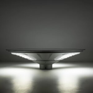 GLOBOSTAR® PARK 90500 Φωτιστικό Κεφαλής Post Top Πλατείας/Πάρκου LED 25W 2000lm 120° με Ενσωματωμένο Φωτοβολταϊκό Panel 6V 20W & Επαναφορτιζόμενη Μπαταρία Li-ion 3.2V 25000mAh με Αισθητήρα Ημέρας-Νύχτας Αδιάβροχο IP65 Ψυχρό Λευκό 6000K – Γκρι Ανθρακί – Μ50 x Π50 x Υ19cm – 2 Χρόνια Εγγύηση