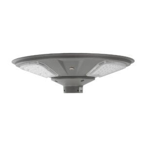 GLOBOSTAR® PARK 90500 Φωτιστικό Κεφαλής Post Top Πλατείας/Πάρκου LED 25W 2000lm 120° με Ενσωματωμένο Φωτοβολταϊκό Panel 6V 20W & Επαναφορτιζόμενη Μπαταρία Li-ion 3.2V 25000mAh με Αισθητήρα Ημέρας-Νύχτας Αδιάβροχο IP65 Ψυχρό Λευκό 6000K – Γκρι Ανθρακί – Μ50 x Π50 x Υ19cm – 2 Χρόνια Εγγύηση