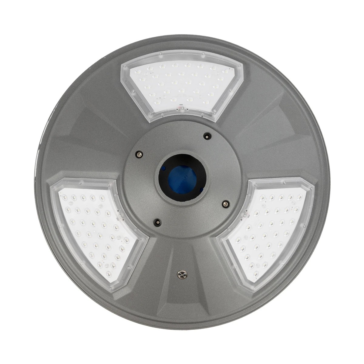 GLOBOSTAR® PARK 90500 Φωτιστικό Κεφαλής Post Top Πλατείας/Πάρκου LED 25W 2000lm 120° με Ενσωματωμένο Φωτοβολταϊκό Panel 6V 20W & Επαναφορτιζόμενη Μπαταρία Li-ion 3.2V 25000mAh με Αισθητήρα Ημέρας-Νύχτας Αδιάβροχο IP65 Ψυχρό Λευκό 6000K – Γκρι Ανθρακί – Μ50 x Π50 x Υ19cm – 2 Χρόνια Εγγύηση