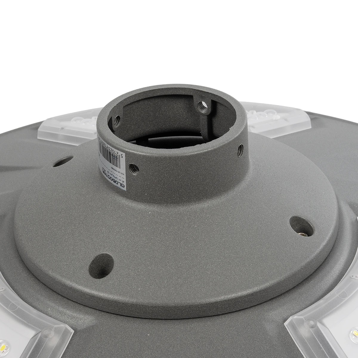 GLOBOSTAR® PARK 90500 Φωτιστικό Κεφαλής Post Top Πλατείας/Πάρκου LED 25W 2000lm 120° με Ενσωματωμένο Φωτοβολταϊκό Panel 6V 20W & Επαναφορτιζόμενη Μπαταρία Li-ion 3.2V 25000mAh με Αισθητήρα Ημέρας-Νύχτας Αδιάβροχο IP65 Ψυχρό Λευκό 6000K – Γκρι Ανθρακί – Μ50 x Π50 x Υ19cm – 2 Χρόνια Εγγύηση