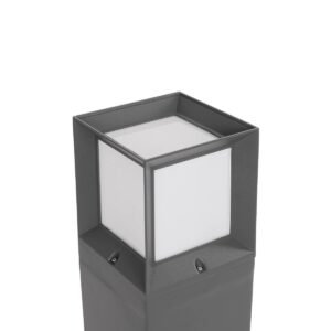 GLOBOSTAR® PALASO 90547 Φωτιστικό Κολωνάκι Κήπου με Ντουί 1 x E27 AC 220-240V Αδιάβροχο IP65 – Γκρι Ανθρακί – Μ20 x Π20 x Υ60.5cm