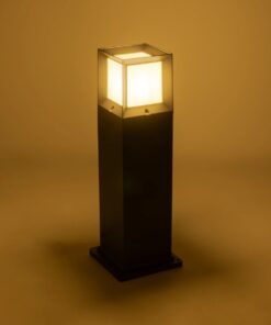 GLOBOSTAR® PALASO 90547 Φωτιστικό Κολωνάκι Κήπου με Ντουί 1 x E27 AC 220-240V Αδιάβροχο IP65 – Γκρι Ανθρακί – Μ20 x Π20 x Υ60.5cm