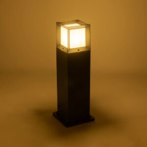 GLOBOSTAR® PALASO 90547 Φωτιστικό Κολωνάκι Κήπου με Ντουί 1 x E27 AC 220-240V Αδιάβροχο IP65 – Γκρι Ανθρακί – Μ20 x Π20 x Υ60.5cm