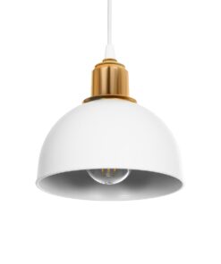 GLOBOSTAR® ΗUT 203-0147 Μοντέρνο Κρεμαστό Φωτιστικό Οροφής με Ντουί 1 x E27 AC 220-240V IP20 – Λευκό & Χρυσό – Μ18 x Π18 x Υ18cm