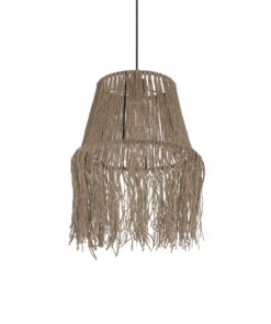 GLOBOSTAR® ROKA 205-0075 Boho Κρεμαστό Φωτιστικό Οροφής με Ντουί 1 x E27 AC 220-240V IP20 – Μπεζ – M30 x Π30 x Υ45cm