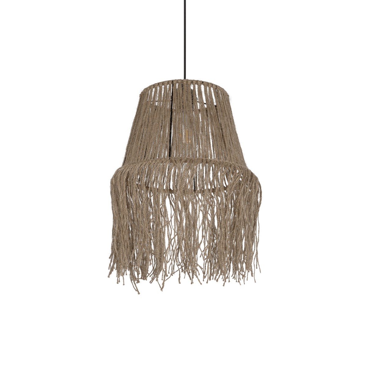 GLOBOSTAR® ROKA 205-0075 Boho Κρεμαστό Φωτιστικό Οροφής με Ντουί 1 x E27 AC 220-240V IP20 – Μπεζ – M30 x Π30 x Υ45cm