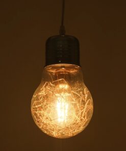 GLOBOSTAR® LAMP 999-0056 Μοντέρνο Κρεμαστό Φωτιστικό Οροφής με Ντουί 1 x E27 AC 220-240V IP20 – Διάφανο, Χρυσό & Ασημί – Μ15 x Π15 x Υ27cm