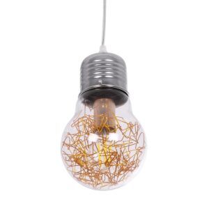 GLOBOSTAR® LAMP 999-0056 Μοντέρνο Κρεμαστό Φωτιστικό Οροφής με Ντουί 1 x E27 AC 220-240V IP20 – Διάφανο, Χρυσό & Ασημί – Μ15 x Π15 x Υ27cm