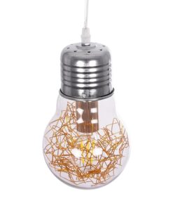 GLOBOSTAR® LAMP 999-0056 Μοντέρνο Κρεμαστό Φωτιστικό Οροφής με Ντουί 1 x E27 AC 220-240V IP20 – Διάφανο, Χρυσό & Ασημί – Μ15 x Π15 x Υ27cm