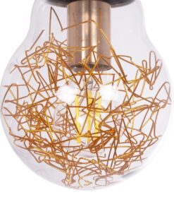 GLOBOSTAR® LAMP 999-0056 Μοντέρνο Κρεμαστό Φωτιστικό Οροφής με Ντουί 1 x E27 AC 220-240V IP20 – Διάφανο, Χρυσό & Ασημί – Μ15 x Π15 x Υ27cm