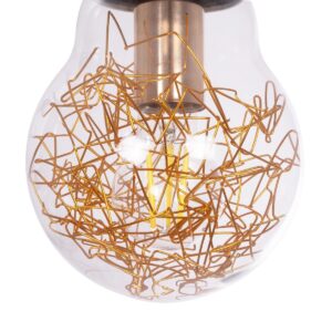 GLOBOSTAR® LAMP 999-0056 Μοντέρνο Κρεμαστό Φωτιστικό Οροφής με Ντουί 1 x E27 AC 220-240V IP20 – Διάφανο, Χρυσό & Ασημί – Μ15 x Π15 x Υ27cm